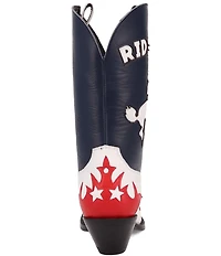 Dingo Cowgirl Leather Ride 'Em Bronco Cut Out Western Mid Calf Boots