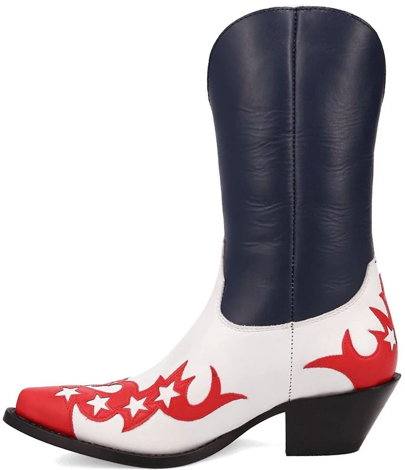 Dingo Cowgirl Leather Ride 'Em Bronco Cut Out Western Mid Calf Boots