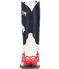 Dingo Cowgirl Leather Ride 'Em Bronco Cut Out Western Mid Calf Boots