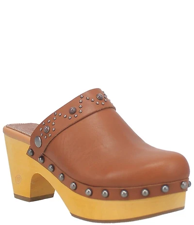 Dingo Deadwood Leather Studded Platform Clogs