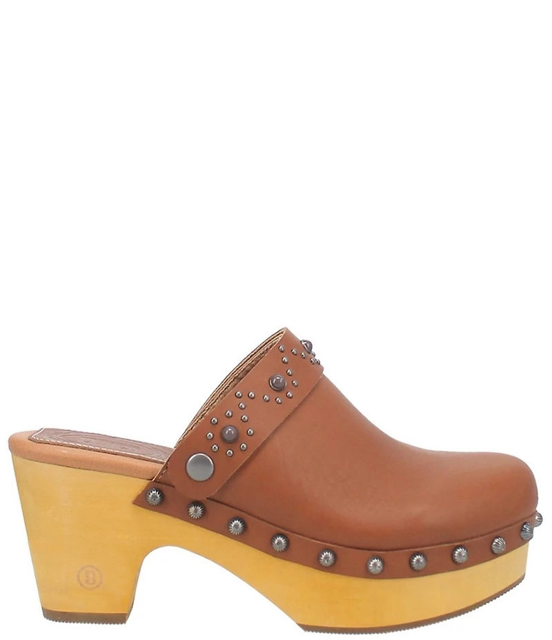 Dingo Deadwood Leather Studded Platform Clogs