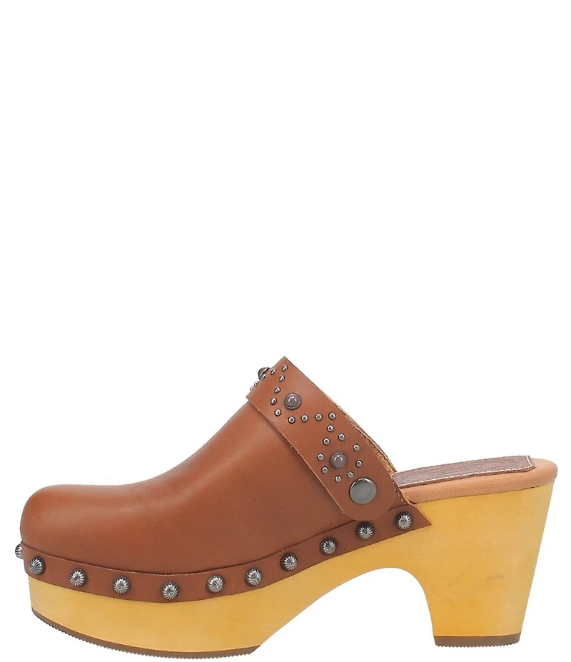 Dingo Deadwood Leather Studded Platform Clogs