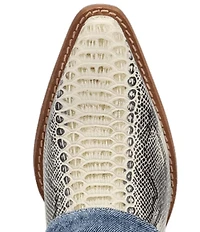 Dingo Denim Dream Snake Print Leather Denim Cuff Western Booties