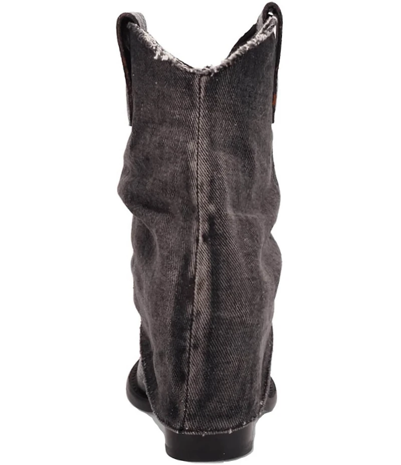Dingo Denim Dream Snake Print Leather Denim Cuff Western Booties