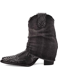 Dingo Denim Dream Snake Print Leather Denim Cuff Western Booties