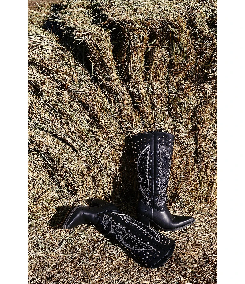 Dingo Diamonds Forever Leather Rhinestone Studded Tall Western Boots