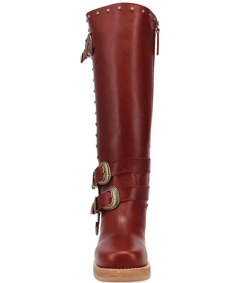 Dingo Fillmore Leather Studded Buckle Straps Tall Boots