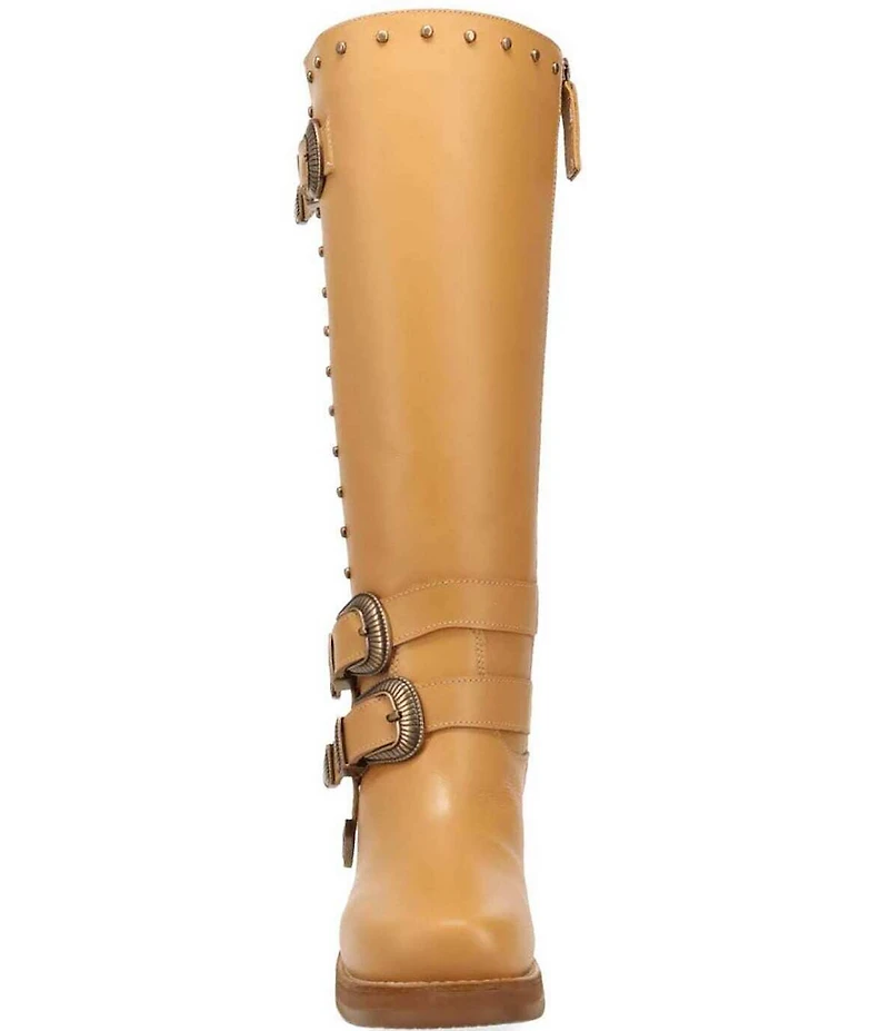 Dingo Fillmore Leather Studded Buckle Straps Tall Boots