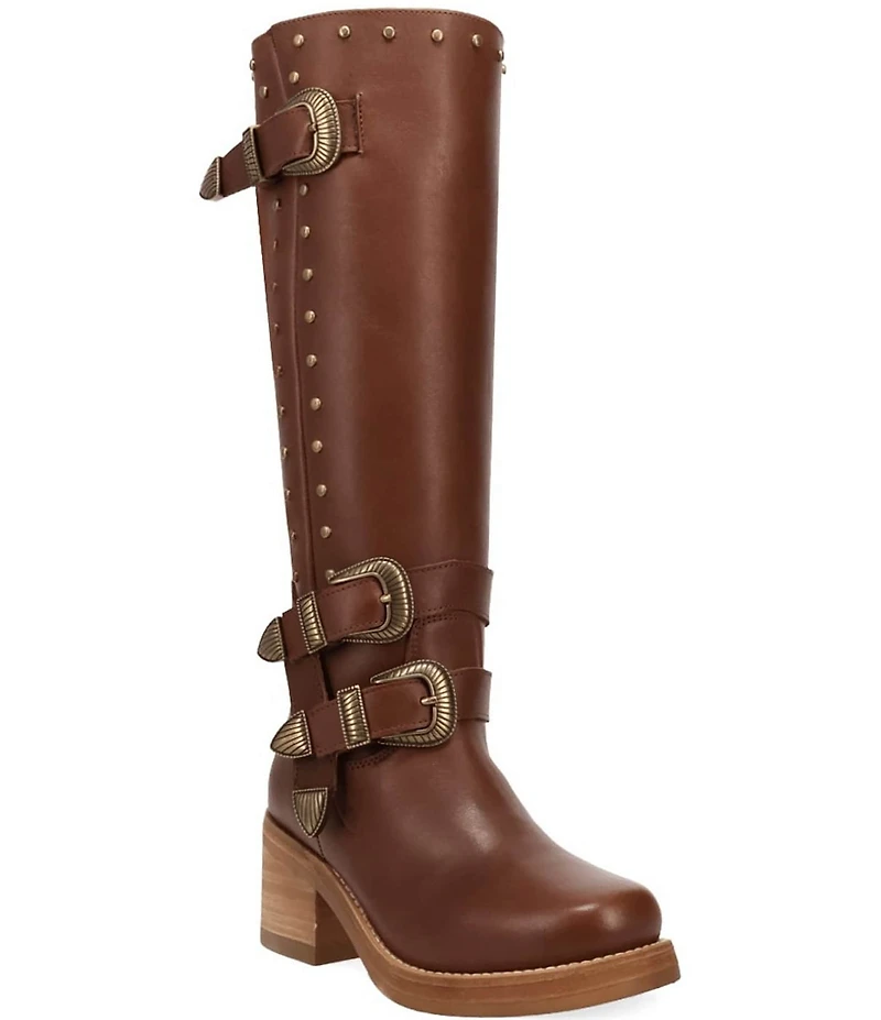 Dingo Fillmore Leather Studded Buckle Straps Tall Boots