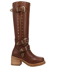 Dingo Fillmore Leather Studded Buckle Straps Tall Boots