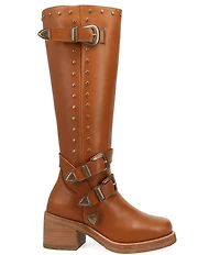 Dingo Fillmore Leather Studded Buckle Straps Tall Boots