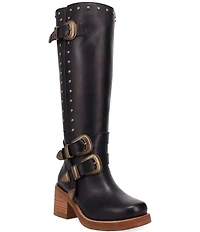 Dingo Fillmore Leather Studded Buckle Straps Tall Boots
