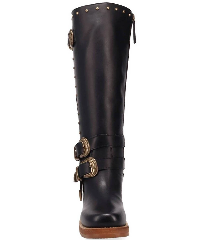 Dingo Fillmore Leather Studded Buckle Straps Tall Boots