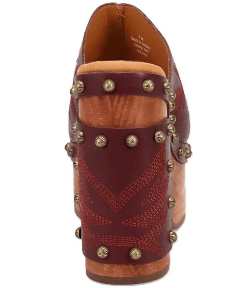 Dingo Free Spirit Leather Studded Platform Slide Sandals