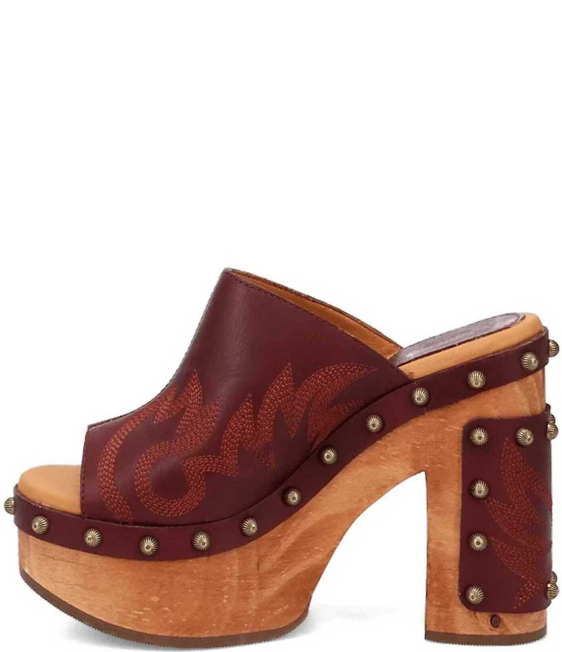 Dingo Free Spirit Leather Studded Platform Slide Sandals
