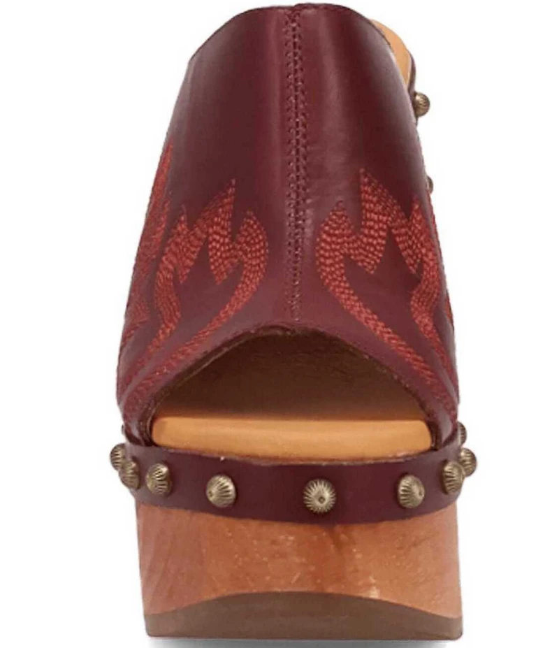 Dingo Free Spirit Leather Studded Platform Slide Sandals