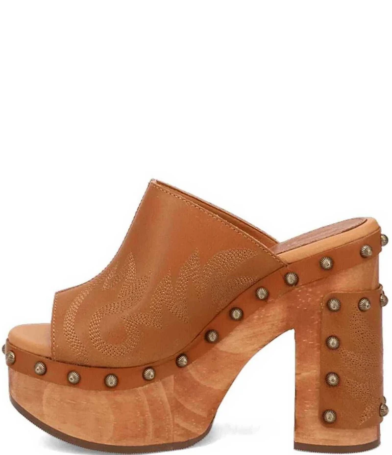 Dingo Free Spirit Leather Studded Platform Slide Sandals