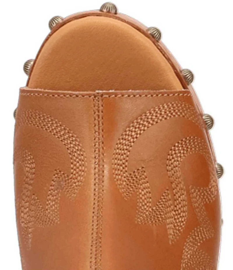 Dingo Free Spirit Leather Studded Platform Slide Sandals
