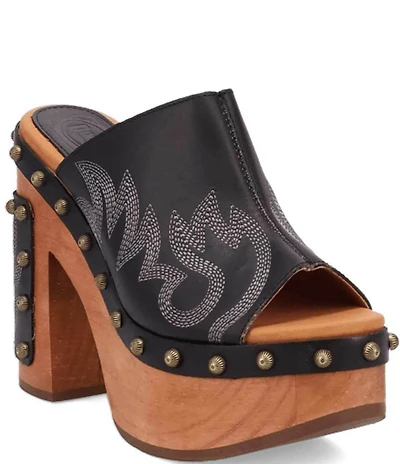 Dingo Free Spirit Leather Studded Platform Slide Sandals