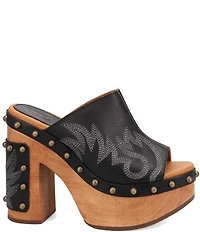 Dingo Free Spirit Leather Studded Platform Slide Sandals