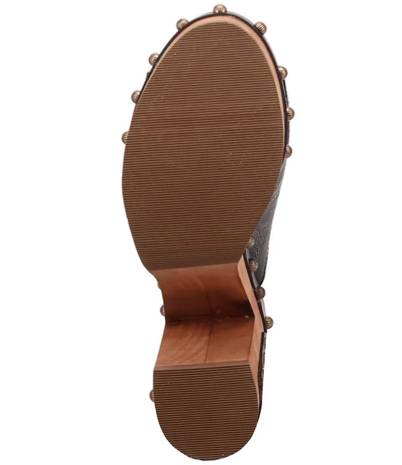 Dingo Free Spirit Leather Studded Platform Slide Sandals