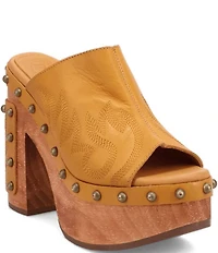 Dingo Free Spirit Leather Studded Platform Slide Sandals