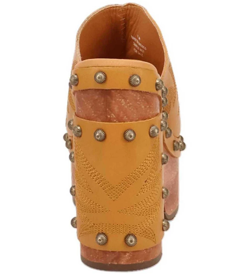 Dingo Free Spirit Leather Studded Platform Slide Sandals