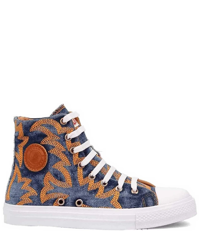 Dingo Game Day Denim Western Stitched High-Top Sneakers