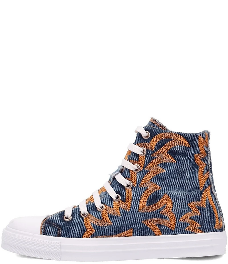 Dingo Game Day Denim Western Stitched High-Top Sneakers
