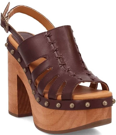Dingo Gema Leather Studded Slingback Platform Sandals