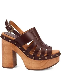 Dingo Gema Leather Studded Slingback Platform Sandals