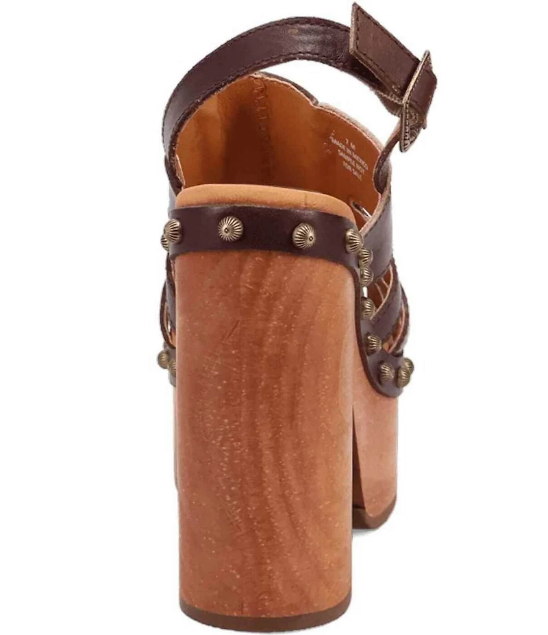 Dingo Gema Leather Studded Slingback Platform Sandals