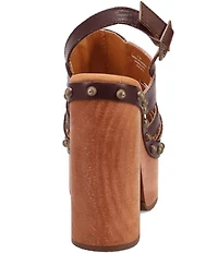 Dingo Gema Leather Studded Slingback Platform Sandals