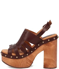 Dingo Gema Leather Studded Slingback Platform Sandals