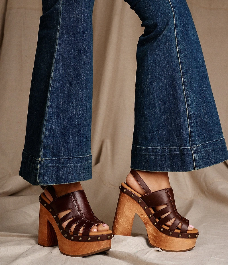 Dingo Gema Leather Studded Slingback Platform Sandals