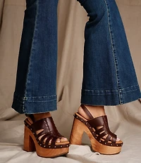 Dingo Gema Leather Studded Slingback Platform Sandals