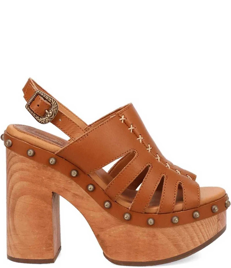 Dingo Gema Leather Studded Slingback Platform Sandals