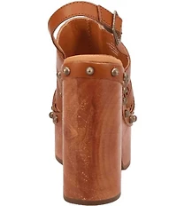 Dingo Gema Leather Studded Slingback Platform Sandals