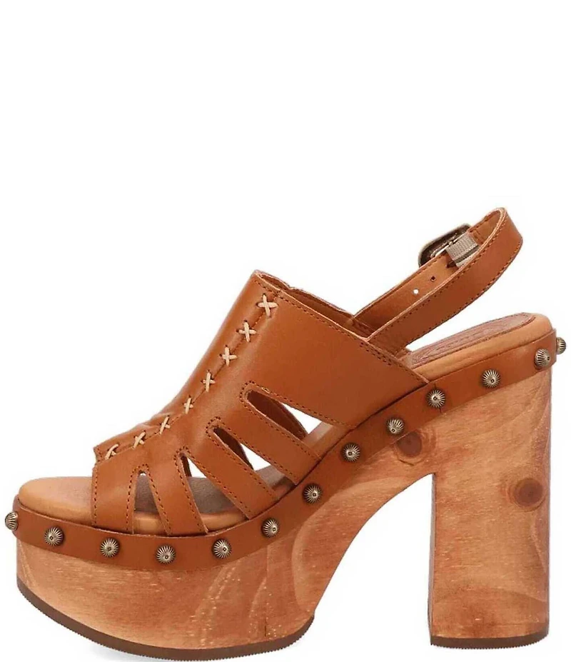 Dingo Gema Leather Studded Slingback Platform Sandals