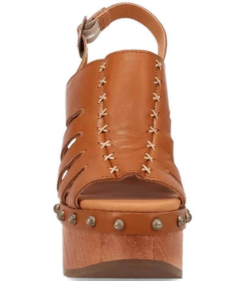 Dingo Gema Leather Studded Slingback Platform Sandals