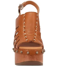 Dingo Gema Leather Studded Slingback Platform Sandals