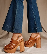 Dingo Gema Leather Studded Slingback Platform Sandals