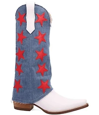 Dingo Glory Days Leather Denim Americana Star Shaft Western Tall Boots