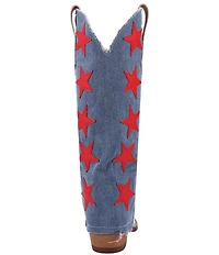 Dingo Glory Days Leather Denim Americana Star Shaft Western Tall Boots