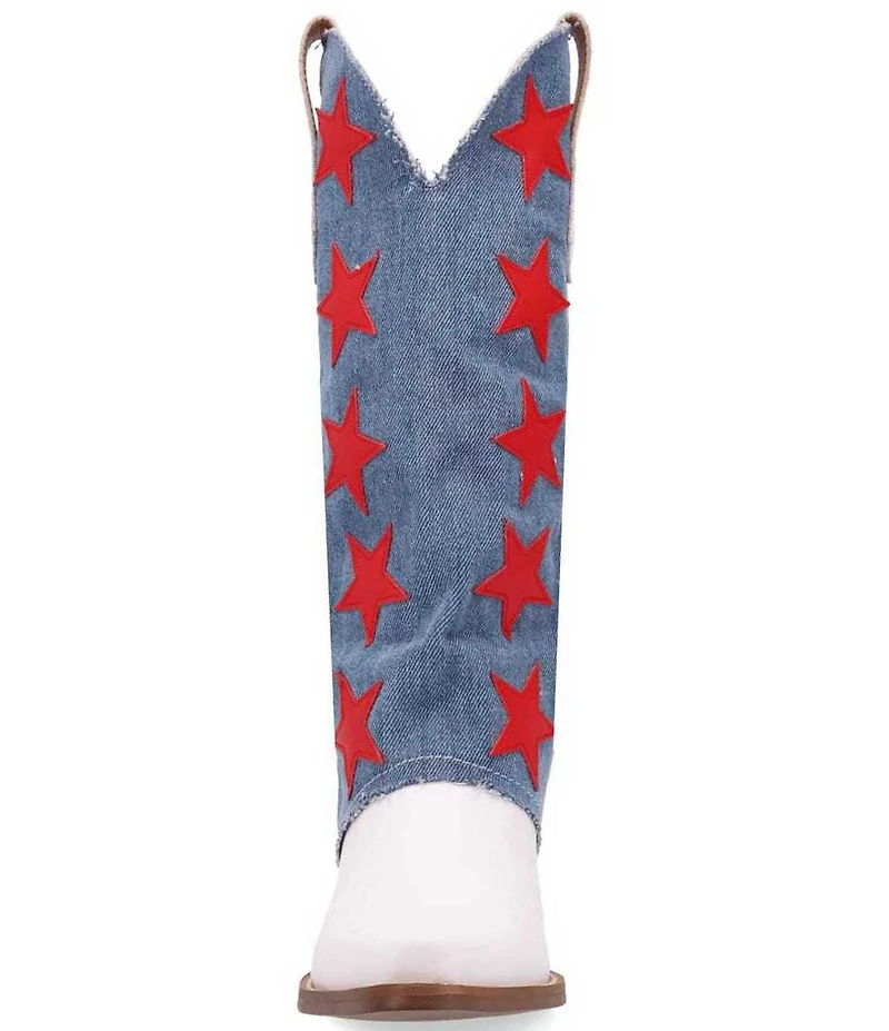 Dingo Glory Days Leather Denim Americana Star Shaft Western Tall Boots