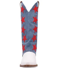 Dingo Glory Days Leather Denim Americana Star Shaft Western Tall Boots