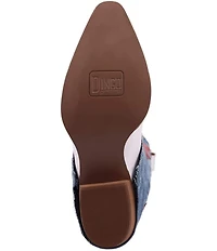 Dingo Glory Days Leather Denim Americana Star Shaft Western Tall Boots