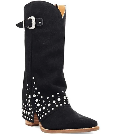 Dingo Howdy Honey Suede Rhinestone Cuff Western Boots