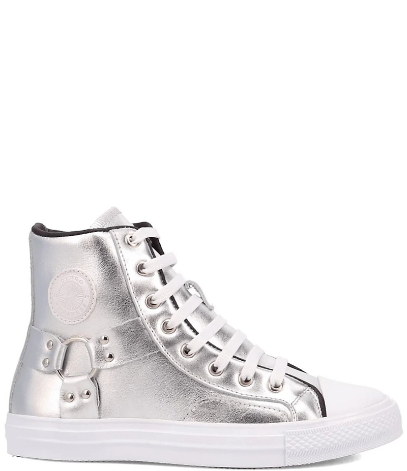 Dingo Knarly Metallic Leather O-Ring Harness Hardware High-Top Harness Sneakers