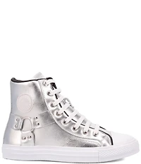 Dingo Knarly Metallic Leather O-Ring Harness Hardware High-Top Harness Sneakers